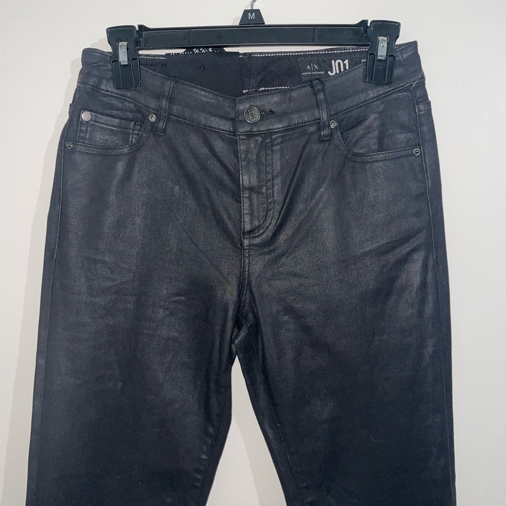 Armani Exchange super skinny mid rise J01 black coated jeans NWT 27 regular